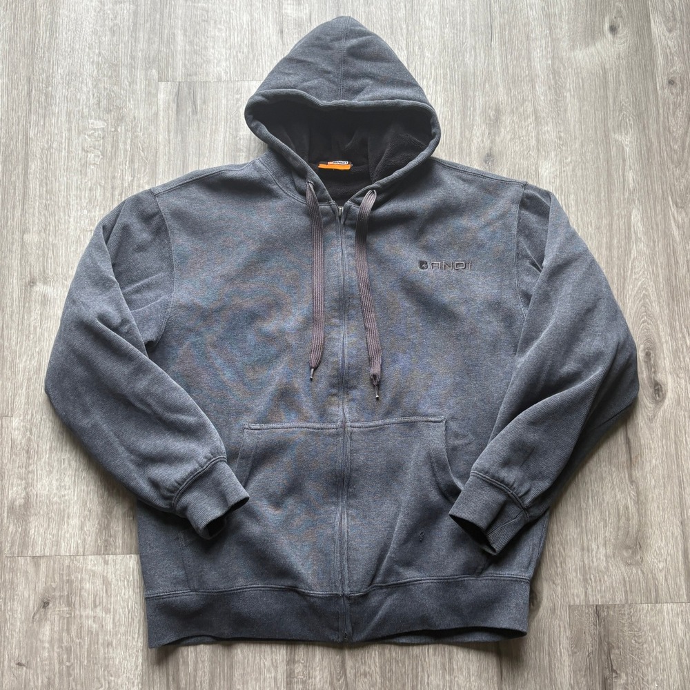 AND1 Mens Full Zip Hoodie Charcoal Gray Sherpa Lined Hood Embroidered Logo XL